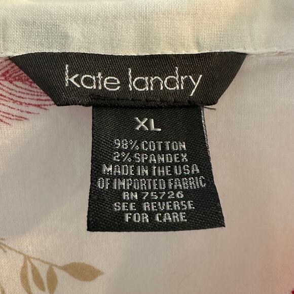 Kate Landry Women's Delicate Sheer Gold Red Floral Button Up Size XL - Picture 2 of 6